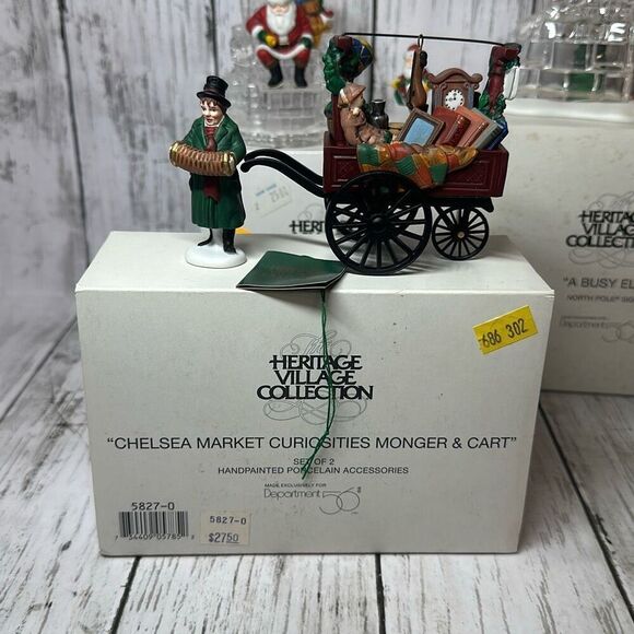 Department 56 Lot of 4 Village Accessories A Busy Elf Candy Cane Bench - Picture 5 of 11